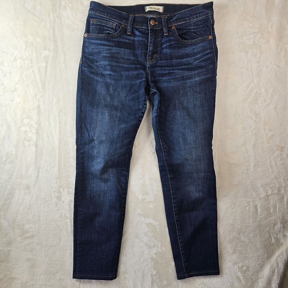 madewell jeans womens 29 skinny 8" dark blue wash stretchy comfy